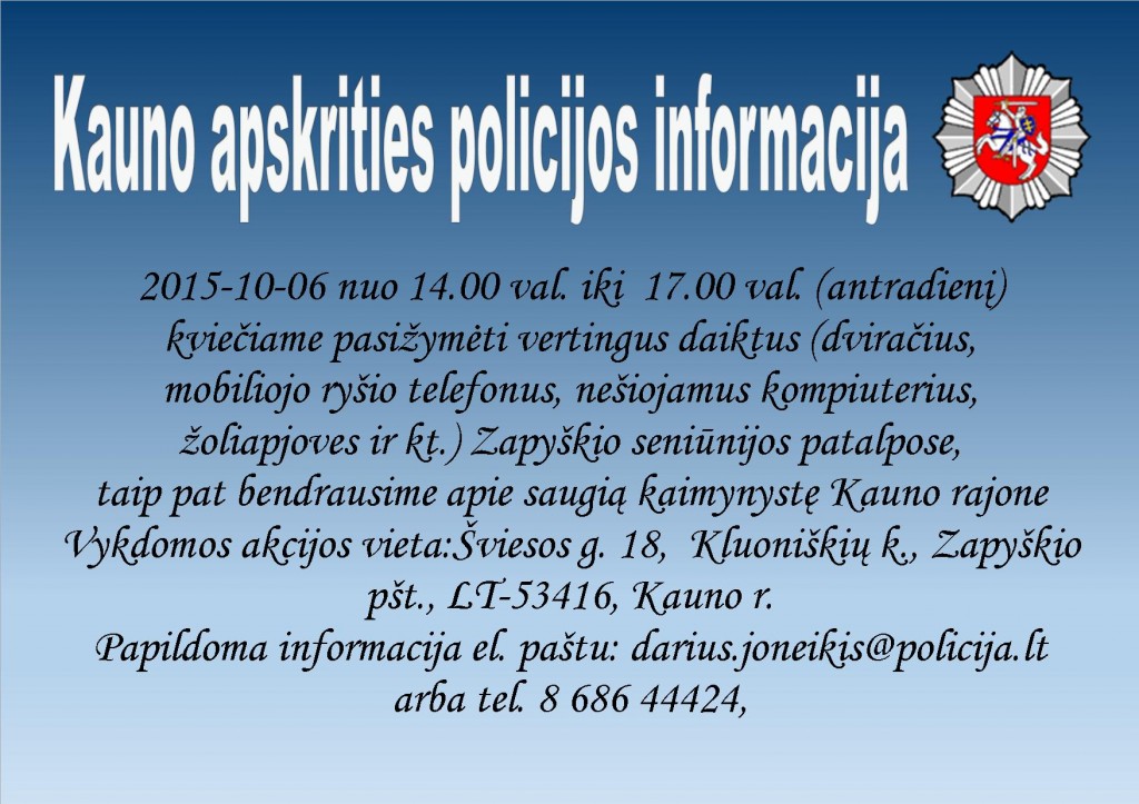 Daiktų žymėjimas Zapyškyje 2015-10-06